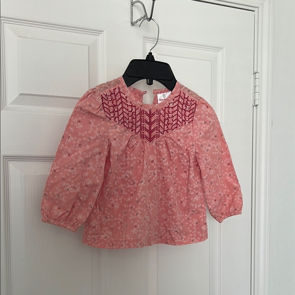 Hanna Andersson Pink Floral Embroidered Blouse